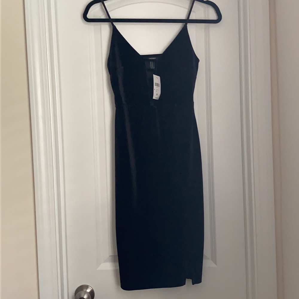Velvet black split hem dress